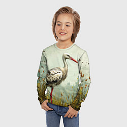 Лонгслив детский Аист, цвет: 3D-принт — фото 2