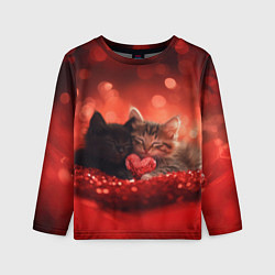 Лонгслив детский Влюбленные котята с сердечком, цвет: 3D-принт