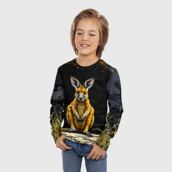 Лонгслив детский Кенгуру на черном, цвет: 3D-принт — фото 2