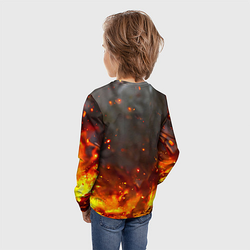 Детский лонгслив Кенгуру в огне / 3D-принт – фото 4