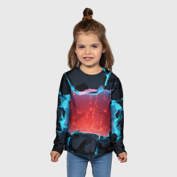 Лонгслив детский Неоновая разбитая стена - текстура, цвет: 3D-принт — фото 2