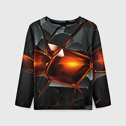 Лонгслив детский Красные стекла и черные камни - текстура, цвет: 3D-принт