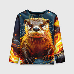 Лонгслив детский Выдра в огне, цвет: 3D-принт