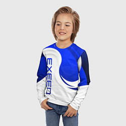 Лонгслив детский Exeed - синий и белый, цвет: 3D-принт — фото 2