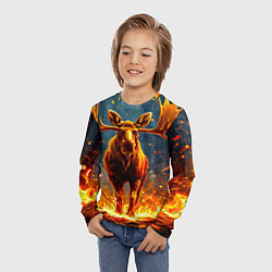 Лонгслив детский Лось в огне, цвет: 3D-принт — фото 2