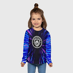 Лонгслив детский Manchester City neon energy, цвет: 3D-принт — фото 2