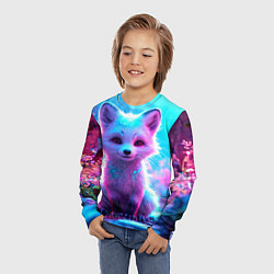 Лонгслив детский Песец в неоновом свете, цвет: 3D-принт — фото 2