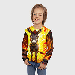 Лонгслив детский Ослик в огне, цвет: 3D-принт — фото 2