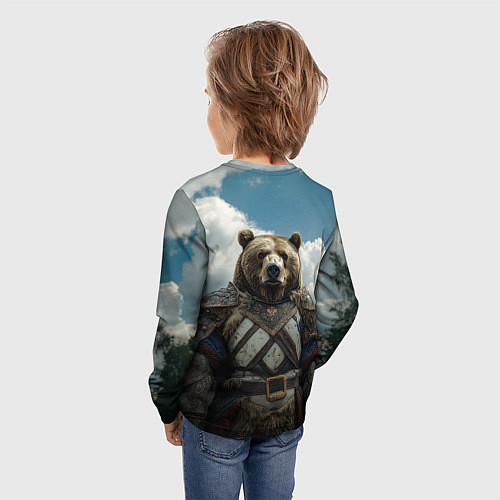 Детский лонгслив Русский медведь воин / 3D-принт – фото 4
