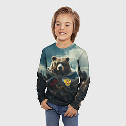 Лонгслив детский Воин русский медведь, цвет: 3D-принт — фото 2