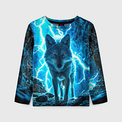 Лонгслив детский Волк в разрядах молнии, цвет: 3D-принт