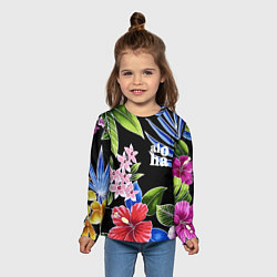 Лонгслив детский Tropical flowers - aloha, цвет: 3D-принт — фото 2