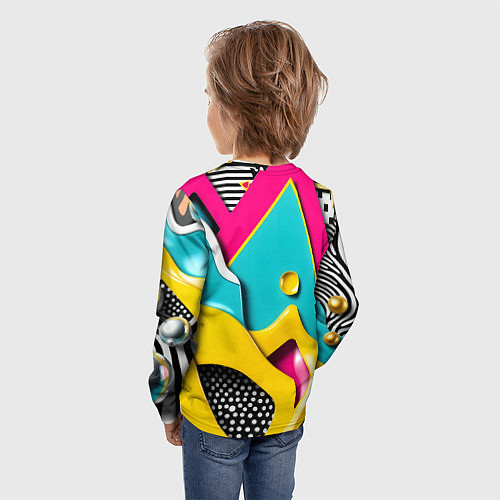 Детский лонгслив Праздничная абстракция / 3D-принт – фото 4