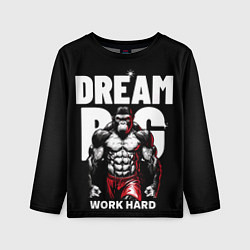 Детский лонгслив Dream big - work hard monkey