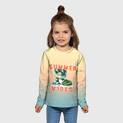 Лонгслив детский Крокодил на пляже, цвет: 3D-принт — фото 2