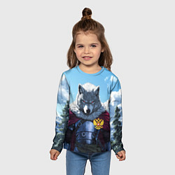 Лонгслив детский Волк русский защитник, цвет: 3D-принт — фото 2