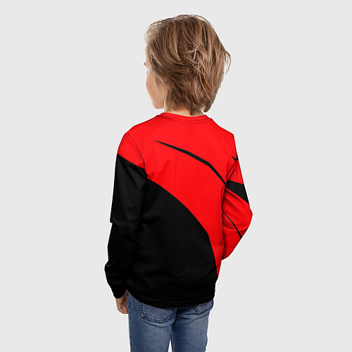 Детский лонгслив Tennis красно-чёрный / 3D-принт – фото 4