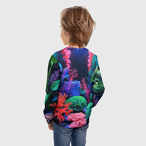 Детский лонгслив Подводный мир с кораллами / 3D-принт – фото 4