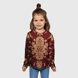 Лонгслив детский Классический бордовый узор, цвет: 3D-принт — фото 2