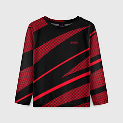 Лонгслив детский Sport чёрный и красный полосы, цвет: 3D-принт