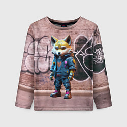 Лонгслив детский Уличный лисёнок на своём районе, цвет: 3D-принт