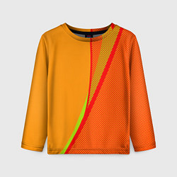 Лонгслив детский Оранжевый с красным абстрактный с текстурой, цвет: 3D-принт
