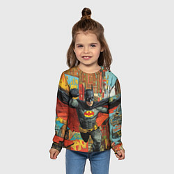 Лонгслив детский Бэтмен на фоне города, цвет: 3D-принт — фото 2