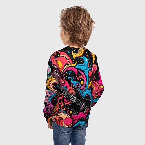 Детский лонгслив Psychedelic abstract guitar / 3D-принт – фото 4