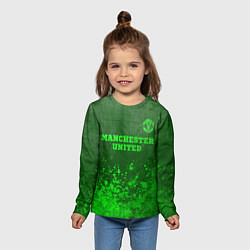 Лонгслив детский Manchester United - green gradient посередине, цвет: 3D-принт — фото 2