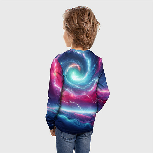Детский лонгслив Spiral neon galaxy - ai art fantasy / 3D-принт – фото 4