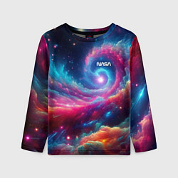 Лонгслив детский Неоновая галактическая спираль - нейроарт, цвет: 3D-принт