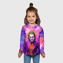 Лонгслив детский Джокер и фиолетовые краски, цвет: 3D-принт — фото 2