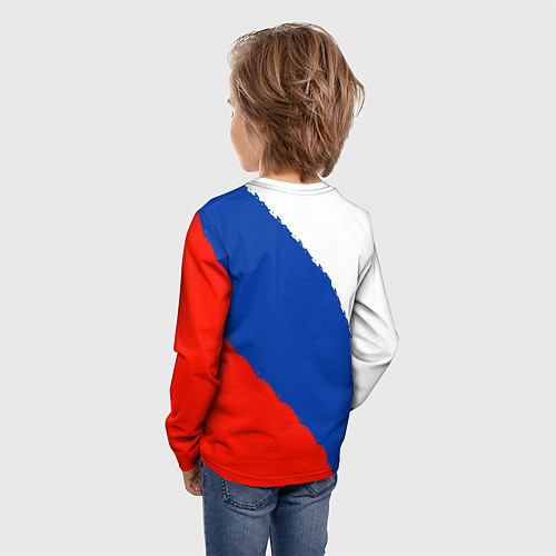 Детский лонгслив Россия герб и триколор / 3D-принт – фото 4