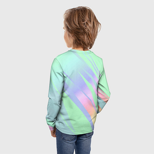 Детский лонгслив Светлый зелёный мятный с полосами градиент / 3D-принт – фото 4