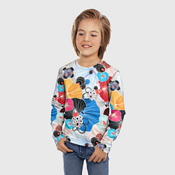 Лонгслив детский Цветы - абстрактные узоры, цвет: 3D-принт — фото 2