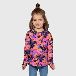 Лонгслив детский Абстрактные цветы - текучая краска, цвет: 3D-принт — фото 2