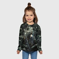 Лонгслив детский Медведь снайпер в лиственном камуфляже, цвет: 3D-принт — фото 2