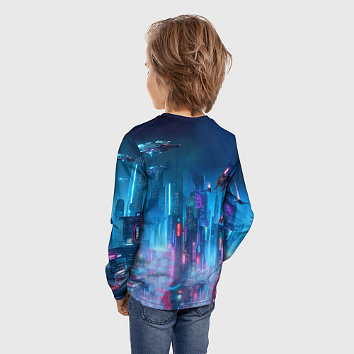 Детский лонгслив Mass Effect - neon glow fantastic / 3D-принт – фото 4
