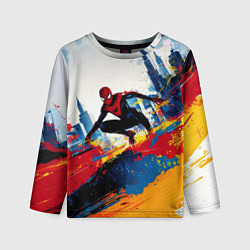 Лонгслив детский Человек - паук и пролитая краска, цвет: 3D-принт