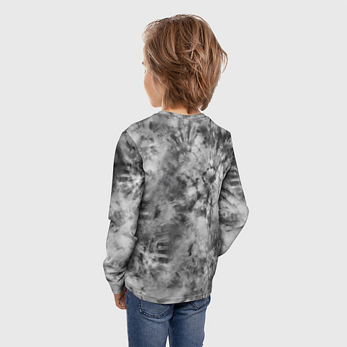 Детский лонгслив Серый тай дай - абстракция / 3D-принт – фото 4