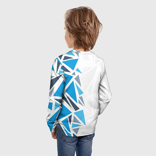 Детский лонгслив Бмв - фрагментация синяя / 3D-принт – фото 4