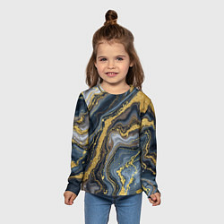 Лонгслив детский Золотые диагонали, цвет: 3D-принт — фото 2