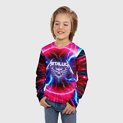 Лонгслив детский Metallica - neon glow, цвет: 3D-принт — фото 2
