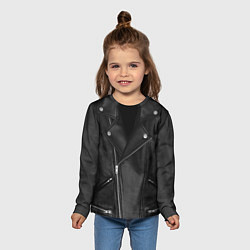 Лонгслив детский Кожаная куртка косуха, цвет: 3D-принт — фото 2