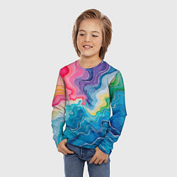 Лонгслив детский Абстрактные волны в мраморном стиле, цвет: 3D-принт — фото 2