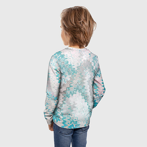 Детский лонгслив Серо-бирюзовый абстрактный / 3D-принт – фото 4