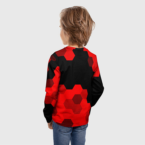 Детский лонгслив PUBG - red gradient посередине / 3D-принт – фото 4