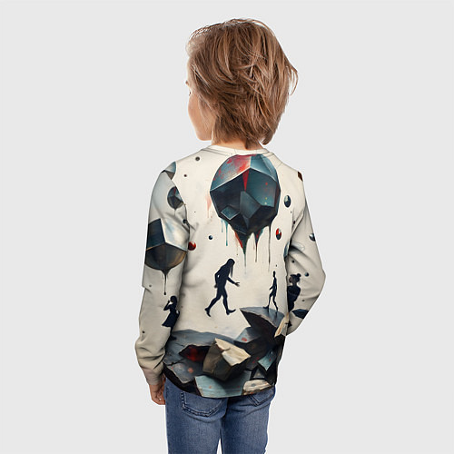 Детский лонгслив Сюрреалистичные люди и камни / 3D-принт – фото 4