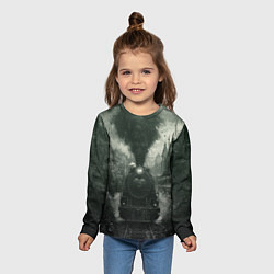 Лонгслив детский Ретро иллюстрация паровоза, цвет: 3D-принт — фото 2