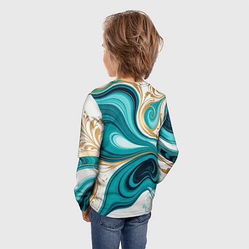 Детский лонгслив Бирюза и золото / 3D-принт – фото 4